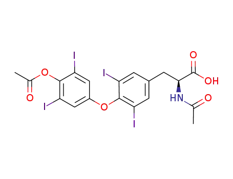 Molecular Structure of 26041-53-2 (2-acetamido-3-[4-(4-acetoxy-3,5-diiodophenoxy)-3,5-diiodophenyl]propanoic acid)