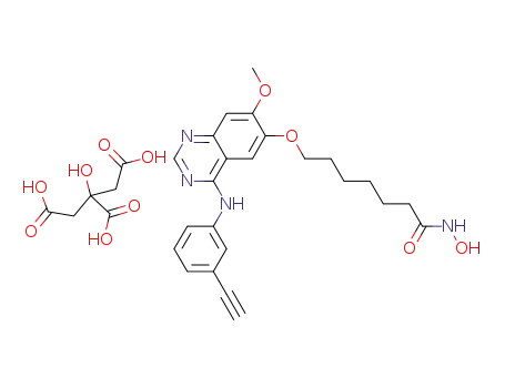 7-(4-(3-ethynylphenylamino)-7-methoxyquinazolin-6-yloxy)-N-hydroxyheptanamide citrate