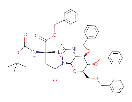 Molecular Structure of 219968-28-2 (NOMEGA-(2-ACETAMIDO-3,4,6-TRI-O-BENZYL-2-DEOXY-BETA-D-GLUCOPYRANOSYL)-NALPHA-(TERT-BUTOXYCARBONYL)-L-ASPARAGINE BENZYL ESTER)