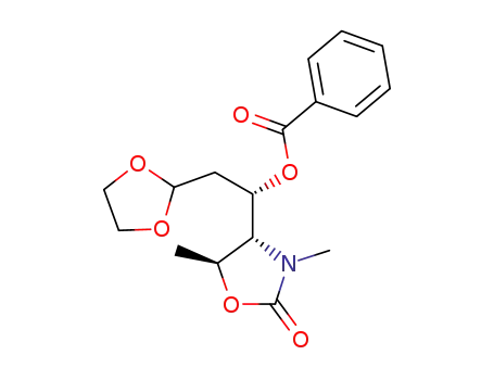 Benzoic acid (S)-1-((4R,5S)-3,5-dimethyl-2-oxo-oxazolidin-4-yl)-2-[1,3]dioxolan-2-yl-ethyl ester