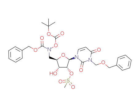 5'-(N-benzyloxycarbonyl-O-tert-butoxycarbonyl)hydroxyamino-3-N-benzyloxymethyl-5'-deoxy-2'-O-methanesulfonyluridine