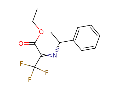 Molecular Structure of 193140-68-0 (Propanoic acid, 3,3,3-trifluoro-2-[(1-phenylethyl)imino]-, ethyl ester, (R)-)