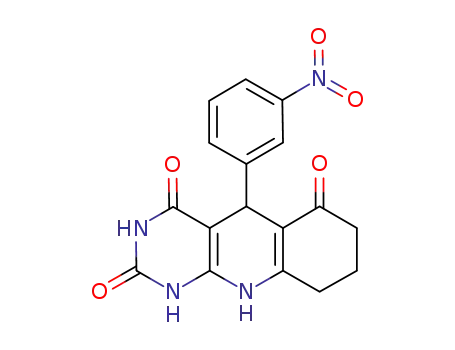 Molecular Structure of 324046-06-2 (5-(3-nitrophenyl)-8,9-dihydropyrimido[4,5-b]quinoline-2,4,6(1H,3H,5H,7H,10H)-trione)