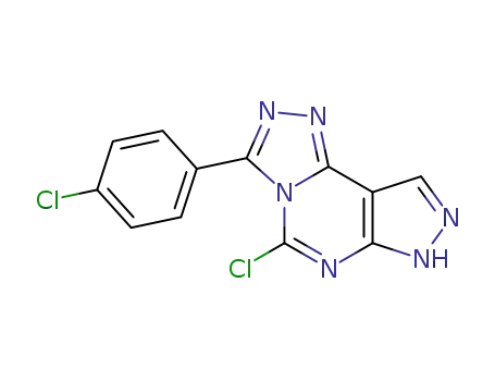 Molecular Structure of 246855-18-5 (5-chloro-3-(4-chloro-phenyl)-7<i>H</i>-pyrazolo[4,3-<i>e</i>][1,2,4]triazolo[4,3-<i>c</i>]pyrimidine)