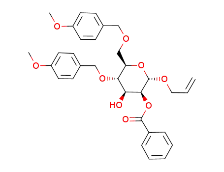 Benzoic acid (2S,3S,4S,5S,6R)-2-allyloxy-4-hydroxy-5-(4-methoxy-benzyloxy)-6-(4-methoxy-benzyloxymethyl)-tetrahydro-pyran-3-yl ester