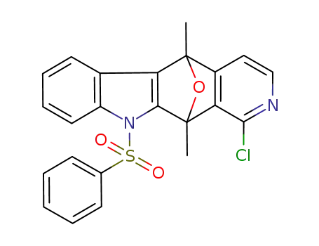 Molecular Structure of 203787-18-2 (5,11-Epoxy-5H-pyrido[3,4-b]carbazole,
1-chloro-10,11-dihydro-5,11-dimethyl-10-(phenylsulfonyl)-)