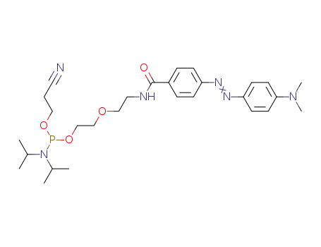 Molecular Structure of 247059-51-4 (diisopropyl-phosphoramidous acid 2-cyano-ethyl ester 2-{2-[4-(4-dimethylamino-phenylazo)-benzoylamino]-ethoxy}-ethyl ester)