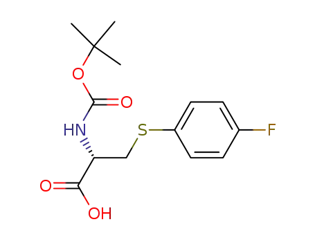 Molecular Structure of 161448-76-6 ((S)-2-<(tert-butoxycarbonyl)amino>-3-<(p-fluorophenyl)thio>propionic acid)