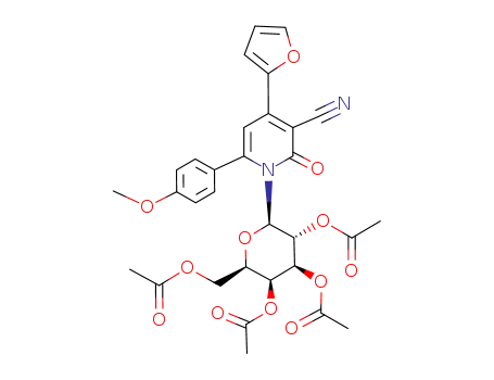 Acetic acid (2R,3R,4S,5S,6R)-4,5-diacetoxy-6-acetoxymethyl-2-[3-cyano-4-furan-2-yl-6-(4-methoxy-phenyl)-2-oxo-2H-pyridin-1-yl]-tetrahydro-pyran-3-yl ester