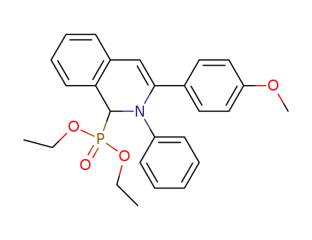 Molecular Structure of 1132675-30-9 (diethyl 3-(4-methoxyphenyl)-2-phenyl-1,2-dihydroisoquinolin-1-ylphosphonate)