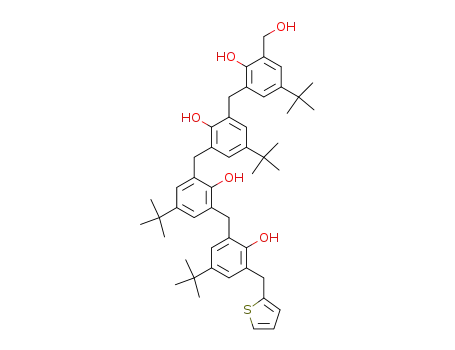 4-tert-butyl-2-((5-(tert-butyl)-3-((5-tert-butyl)-2-hydroxy-3-(hydroxymethyl)phenyl)methyl)-2-hydroxyphenyl)methyl-6-((5-tert-butyl)-2-hydroxy-3-(thienylmethyl)methyl)phenol
