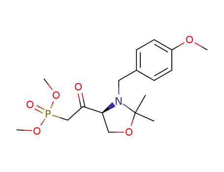 Molecular Structure of 231291-85-3 ({2-[(S)-3-(4-Methoxy-benzyl)-2,2-dimethyl-oxazolidin-4-yl]-2-oxo-ethyl}-phosphonic acid dimethyl ester)