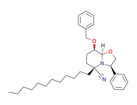(3R,5S,8R,8aR)-8-Benzyloxy-5-dodecyl-3-phenyl-hexahydro-oxazolo[3,2-a]pyridine-5-carbonitrile