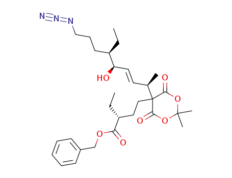 (R)-4-[5-((E)-(1R,4S,5R)-8-Azido-5-ethyl-4-hydroxy-1-methyl-oct-2-enyl)-2,2-dimethyl-4,6-dioxo-[1,3]dioxan-5-yl]-2-ethyl-butyric acid benzyl ester