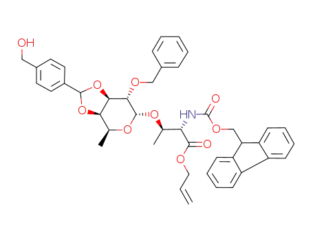 (2S,3R)-3-[(3aR,4S,6R,7S,7aR)-7-Benzyloxy-2-(4-hydroxymethyl-phenyl)-4-methyl-tetrahydro-[1,3]dioxolo[4,5-c]pyran-6-yloxy]-2-(9H-fluoren-9-ylmethoxycarbonylamino)-butyric acid allyl ester