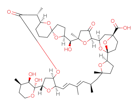 Molecular Structure of 124760-17-4 ((2R,5R,7R,8E,10E,12R,14S,16R,19R,20S,27S,28S,29R,32R,33R,35R)-14-[(2S,3R,4R)-2,3-dihydroxy-4-methyltetrahydro-2H-pyran-2-yl]-28-hydroxy-5,7,9,19,29-pentamethyl-18,31-dioxo-13,17,38,39,40,41,42,43-octaoxaoctacyclo[31.4.1.1~1,35~.1~2,5~.1~20,24~.1~24,27~.1~)