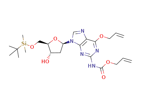 {6-allyloxy-9-[5-(<i>tert</i>-butyl-dimethyl-silanyloxymethyl)-4-hydroxy-tetrahydro-furan-2-yl]-9<i>H</i>-purin-2-yl}-carbamic acid allyl ester