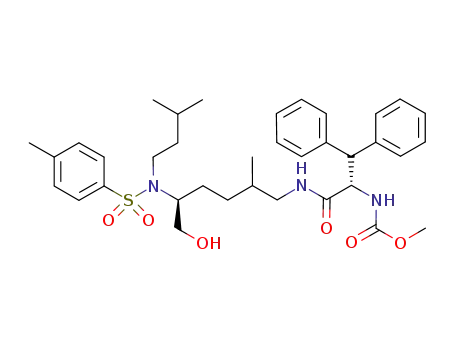 Molecular Structure of 1138017-78-3 (methyl ((1S)-1-diphenylmethyl-2-(((5S)-6-hydroxy-2-methyl-5-((3-methylbutyl)(4-methylphenyl)sulfonyl)amino)hexylamino)-2-oxoethyl)carbamate)