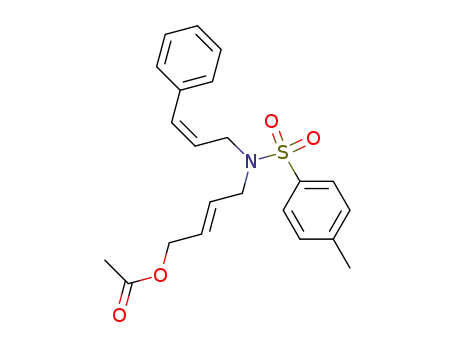 Molecular Structure of 189031-62-7 (Benzenesulfonamide,
N-[4-(acetyloxy)-2-butenyl]-4-methyl-N-(3-phenyl-2-propenyl)-, (E,Z)-)