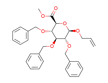 Molecular Structure of 185380-12-5 (methyl (allyl 2,3,4-tri-O-benzyl-β-D-glucopyranosid)uronate)