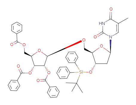 Molecular Structure of 198267-27-5 (1-<3-O-tert-butyldiphenylsilyl-5-O-(2,3,5-tri-O-benzoyl-β-D-ribofuranosyl)-2-deoxy-β-D-ribofuranosyl>thymine)