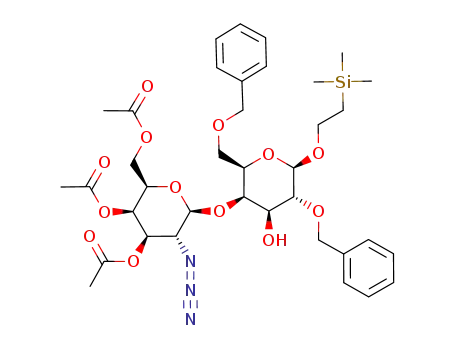 Acetic acid (2R,3R,4R,5R,6S)-3-acetoxy-2-acetoxymethyl-5-azido-6-[(2R,3R,4S,5R,6R)-5-benzyloxy-2-benzyloxymethyl-4-hydroxy-6-(2-trimethylsilanyl-ethoxy)-tetrahydro-pyran-3-yloxy]-tetrahydro-pyran-4-yl ester