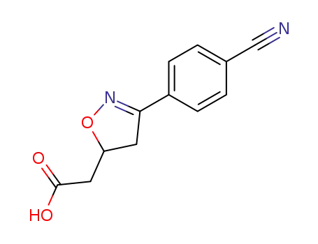 Molecular Structure of 170229-13-7 (5-Isoxazoleacetic acid, 3-(4-cyanophenyl)-4,5-dihydro-)