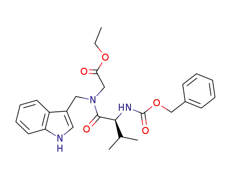 Molecular Structure of 202829-12-7 ([(2-benzyloxycarbonylamino-3-methyl-butyryl)-(1<i>H</i>-indol-3-ylmethyl)-amino]-acetic acid ethyl ester)