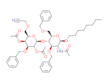 Acetic acid (2S,3R,4S,5S,6R)-5-acetoxy-2-((2R,3S,4R,5R,6R)-5-acetylamino-4-benzyloxy-2-benzyloxymethyl-6-octyloxy-tetrahydro-pyran-3-yloxy)-4-benzyloxy-6-cyanomethoxymethyl-tetrahydro-pyran-3-yl ester