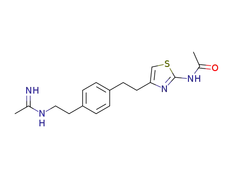 Molecular Structure of 874901-26-5 (Acetamide,
N-[4-[2-[4-[2-[(1-iminoethyl)amino]ethyl]phenyl]ethyl]-2-thiazolyl]-)