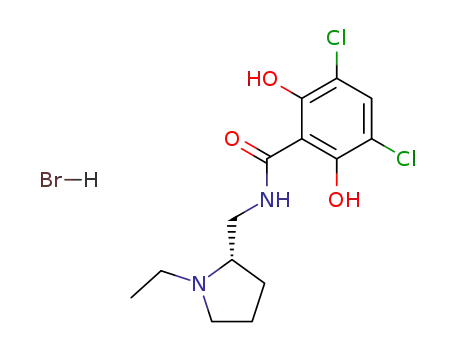 Molecular Structure of 113310-88-6 ((S)-3,5-DICHLORO-N-[(1-ETHYL-2-PYRROLIDINYL)METHYL]-2,6-DIHYDROXY-BENZAMIDE HYDROBROMIDE)