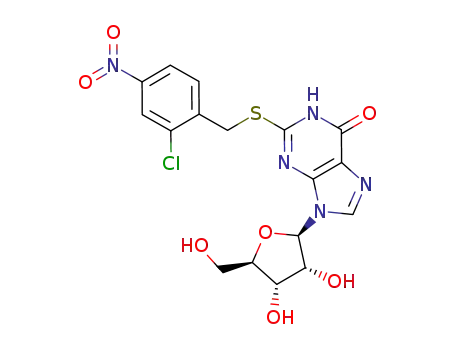 Molecular Structure of 88868-73-9 (Xanthosine, 2-S-[(2-chloro-4-nitrophenyl)methyl]-2-thio-)