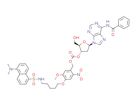 3'-O-<4''-((N-dansyl)-5'''-aminopent-1-yl-oxy)-5''-methoxy-2''-nitrophenylmethoxycarbonyl>-2'-deoxy-N-6-benzoyladenosine