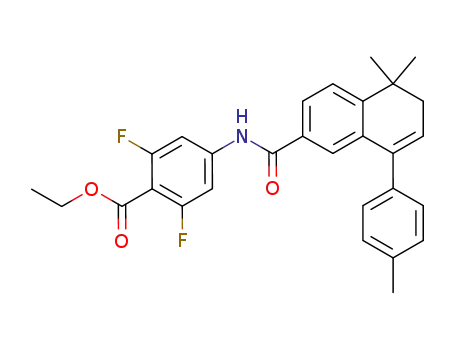Molecular Structure of 192762-68-8 (Benzoic acid,
4-[[[5,6-dihydro-5,5-dimethyl-8-(4-methylphenyl)-2-naphthalenyl]carbonyl
]amino]-2,6-difluoro-, ethyl ester)