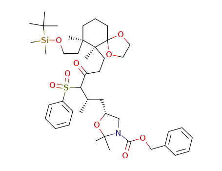 (R)-5-((S)-3-Benzenesulfonyl-6-{(6S,7R)-7-[2-(tert-butyl-dimethyl-silanyloxy)-ethyl]-6,7-dimethyl-1,4-dioxa-spiro[4.5]dec-6-yl}-2-methyl-4-oxo-hexyl)-2,2-dimethyl-oxazolidine-3-carboxylic acid benzyl ester