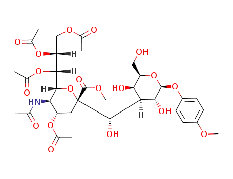 methyl 5-acetamido-4,7,8,9-tetra-O-acetyl-2,6-anhydro-3,5-dideoxy-2-C-[(S)-hydroxy-[3-(p-methoxyphenyl 3-deoxy-β-D-galactopyranosidyl)]-methyl]-D-erythro-L-manno-nonate