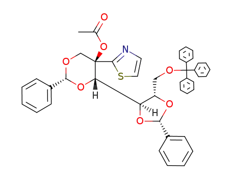 5-O-acetyl-(R)-2,3:(R)-4,6-di-O-benzylidene-5-C-(thiazol-2-yl)-1-O-trityl-D-glucitol