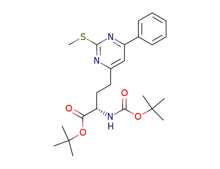 Molecular Structure of 197159-43-6 ((S)-α-tert-butoxycarbonylamino-γ-(2-methylthio-6-phenylpyrimidin-4-yl)butyric acid α-tert-butyl ester)