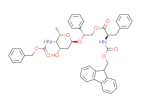 (R)-2-(9H-Fluoren-9-ylmethoxycarbonylamino)-3-phenyl-propionic acid (R)-2-((2S,4S,5S,6S)-5-benzyloxycarbonylamino-4-hydroxy-6-methyl-tetrahydro-pyran-2-yloxy)-2-phenyl-ethyl ester