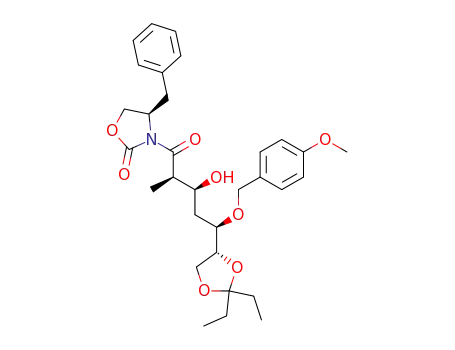 (4R)-4-phenylmethyl-3-[[(5R)-5-[(4R)-2,2-diethyl-[1,3]dioxolan-4-yl]]-(2R,3R)-3-hydroxy-5-(4-methoxybenzyloxy)-2-methyl-pentanoyl]-oxazolidin-2-one
