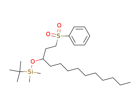 Molecular Structure of 139765-98-3 (Silane,
(1,1-dimethylethyl)dimethyl[[1-[2-(phenylsulfonyl)ethyl]undecyl]oxy]-)