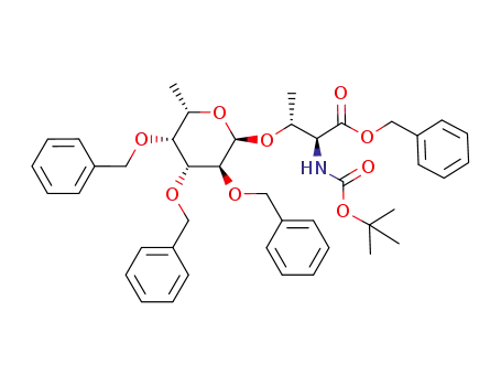 (2S,3R)-2-tert-Butoxycarbonylamino-3-((2R,3S,4R,5R,6S)-3,4,5-tris-benzyloxy-6-methyl-tetrahydro-pyran-2-yloxy)-butyric acid benzyl ester