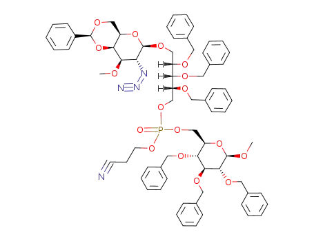 (methyl 2,3,4-tri-O-benzyl-β-D-glucopyranosid-6-yl) 2-cyanoethyl 1-(2-azido-4,6-O-benzylidene-2-deoxy-3-O-methyl-β-D-galactopyranosyl) 2,3,4-tri-O-benzyl-D-ribityl-5-phosphate