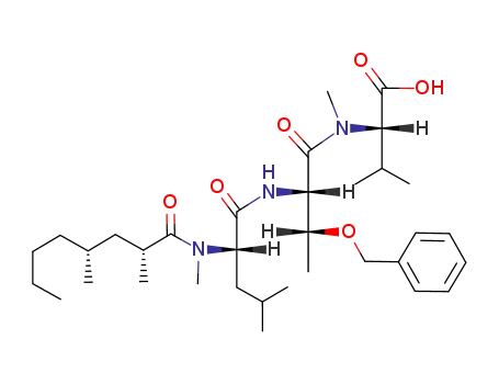 (S)-2-[((2S,3R)-3-Benzyloxy-2-{(S)-2-[((2R,4R)-2,4-dimethyl-octanoyl)-methyl-amino]-4-methyl-pentanoylamino}-butyryl)-methyl-amino]-3-methyl-butyric acid
