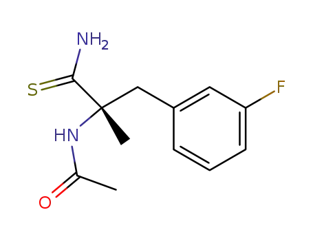 Molecular Structure of 183478-96-8 (Acetamide,
N-[2-amino-1-[(3-fluorophenyl)methyl]-1-methyl-2-thioxoethyl]-, (S)-)