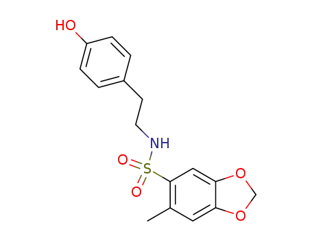 Molecular Structure of 246033-23-8 (N-[2-(4-hydroxyphenyl)ethyl]-6-methyl-3,4-methylenedioxyphenylsulfonamido)