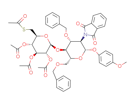 p-methoxyphenyl 3,6-di-O-benzyl-2-deoxy-2-phthalimido-4-O-(2,3,4-tri-O-acetyl-6-S-acetyl-6-thio-β-D-glucopyranosyl)-β-D-glucopyranoside