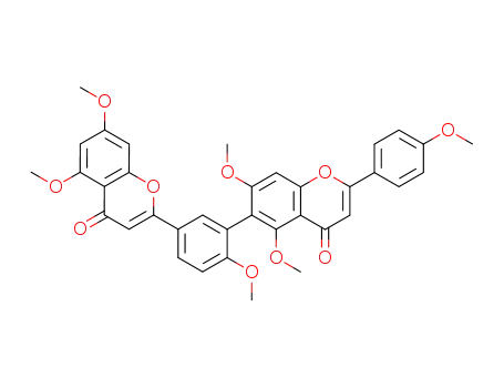 Molecular Structure of 28442-04-8 (4H-1-Benzopyran-4-one,
6-[5-(5,7-dimethoxy-4-oxo-4H-1-benzopyran-2-yl)-2-methoxyphenyl]-5,7
-dimethoxy-2-(4-methoxyphenyl)-)
