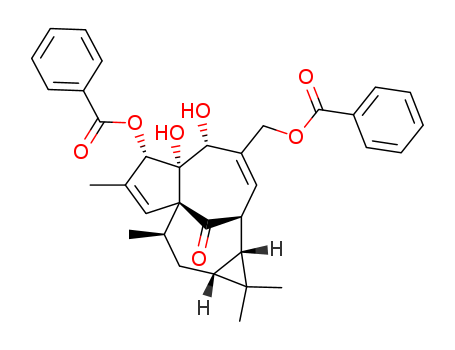 1H-2,8a-Methanocyclopenta[a]cyclopropa[e]cyclodecen-11-one,6-(benzoyloxy)-4-[(benzoyloxy)methyl]-1a,2,5,5a,6,9,10,10a-octahydro-5,5a-dihydroxy-1,1,7,9-tetramethyl-,(1aR,2S,5R,5aR,6S,8aS,9R,10aR)- cas 