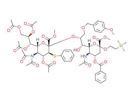 methyl [2-(trimethylsilyl)ethyl (methyl 4,7,8,9-tetra-O-acetyl-5-N,N-diacetylamino-3,5-dideoxy-3-phenylthio-D-erythro-β-L-gluco-non-2-ulopyranosylonate)-(2->8)-5-acetamido-4-O-benzoyl-3,5-dideoxy-9-O-p-methoxybenzyl-D-glycero-α-D-galacto-non-...]